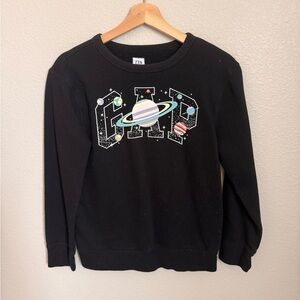 GAP Kids Black Crewneck with Multicolor Space Print